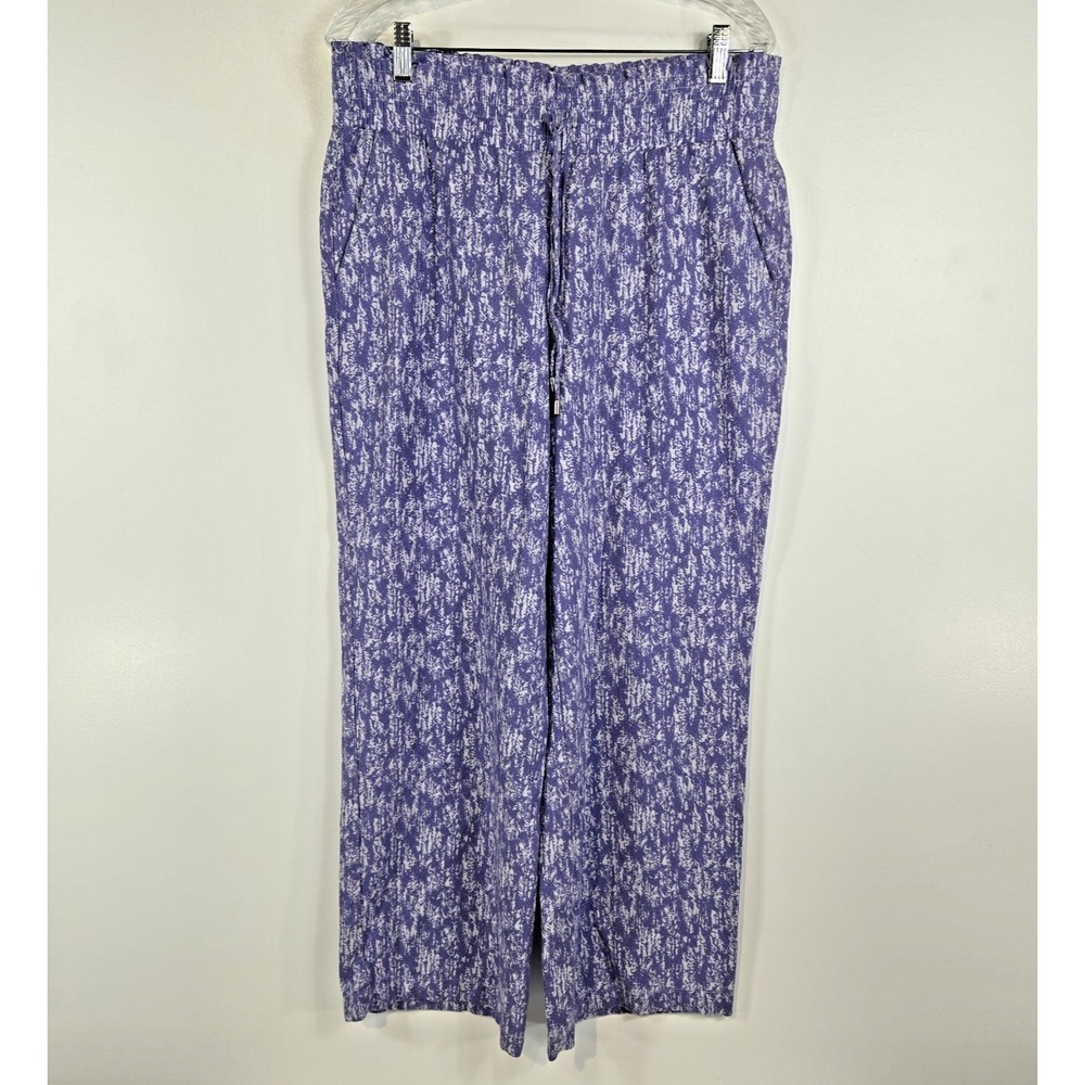 Land N Sea Womens Medium Purple Wide Leg Pull On Linen Blend Pants Resortwear